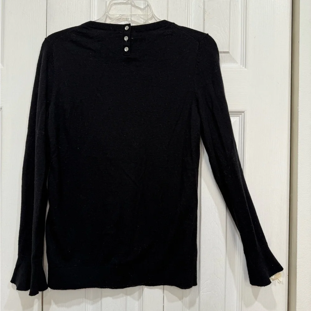 Talbots Black Long Sleeve bell shaped cuffs knit sweater Top size S - Picture 6 of 11
